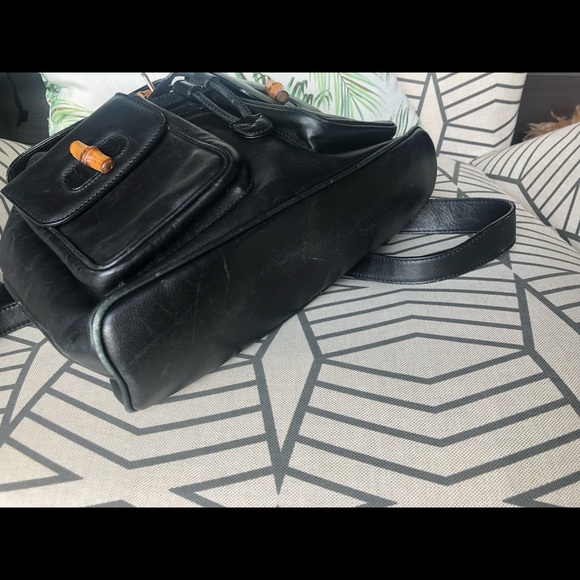 Gucci Vintage Bamboo Leather Backpack - Black - Picture 4 of 8
